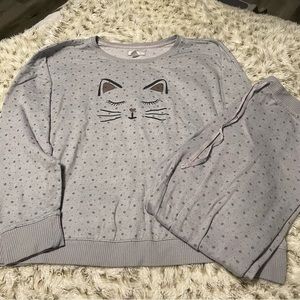 2 Piece Grey Cat Pajamas PJs LC Lauren Conrad Intimates XL.